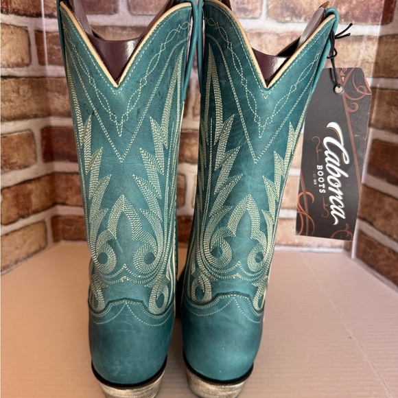 LIBERTY Black Teal Heeled Boots - Picture 3 of 8